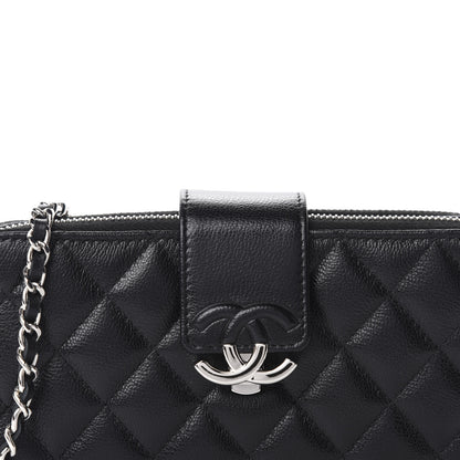 Chanel Grained Calfskin Quilted CC Box Clutch With Chain Black 11 of 12