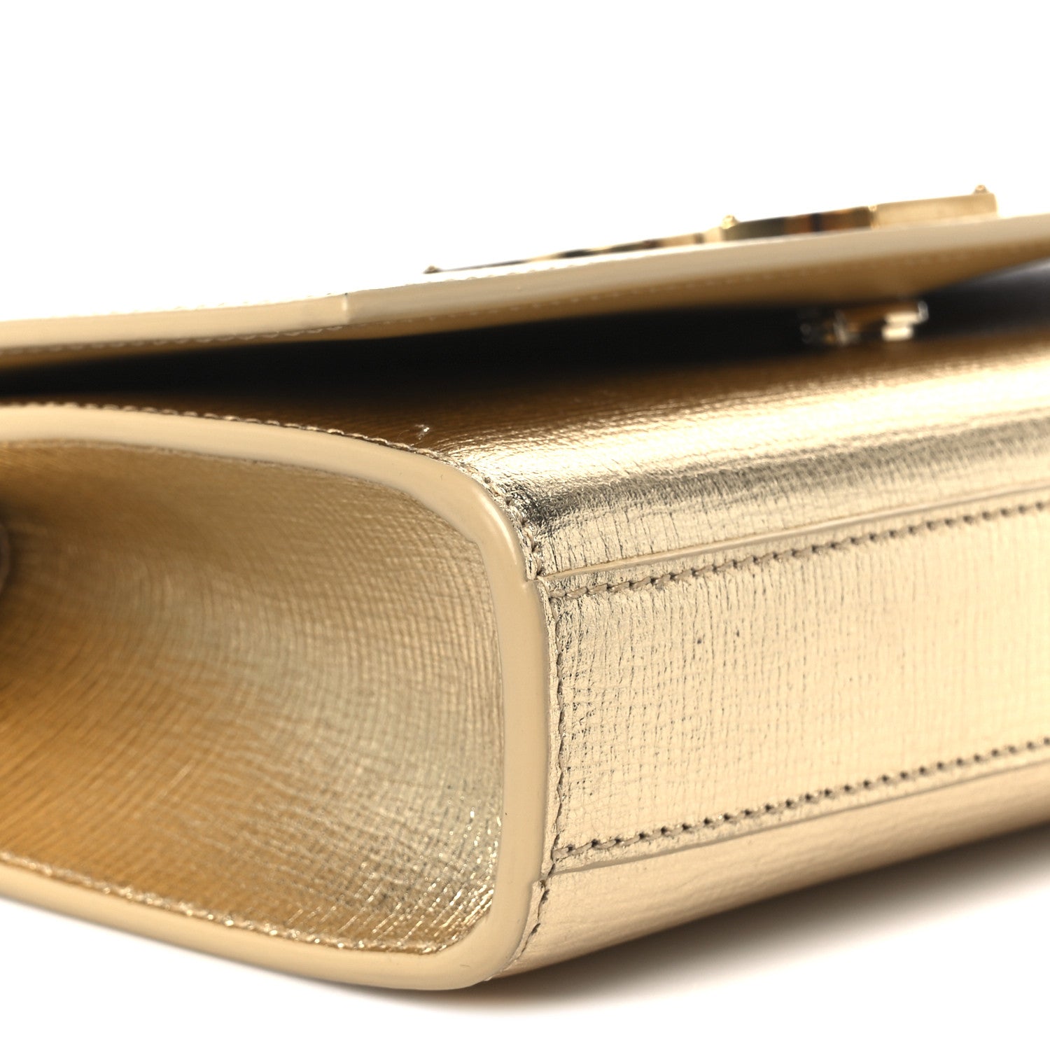 Saint Laurent Metallic Calfskin Small Classic Monogram Kate Tassel Satchel Gold 10 of 11