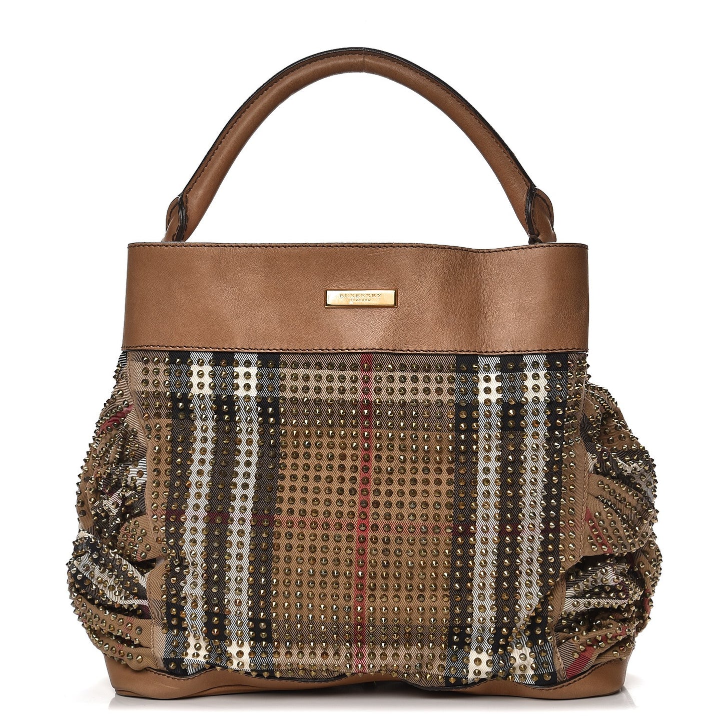 Prorsum Canvas House Check Studded Hobo Dark Sand