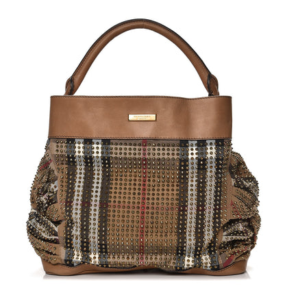 Burberry Prorsum Canvas House Check Studded Hobo Dark Sand 1 of 11