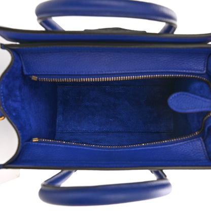 Celine Drummed Calfskin Nano Luggage Indigo 5 of 10