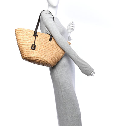 Saint Laurent Raffia Calfskin Medium Panier Tote 2 of 10