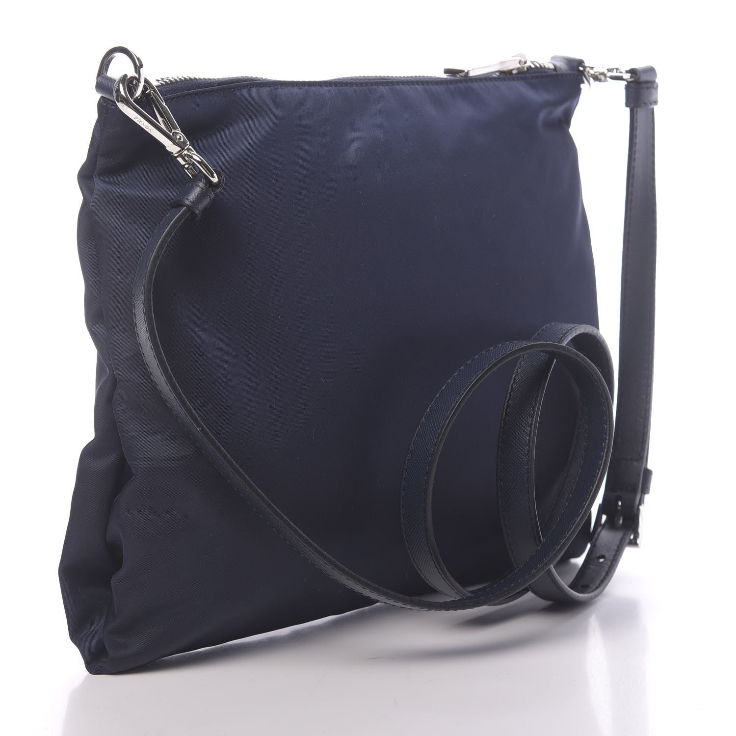Prada Tessuto Nylon Saffiano Flat Messenger Bag Baltico 3 of 10
