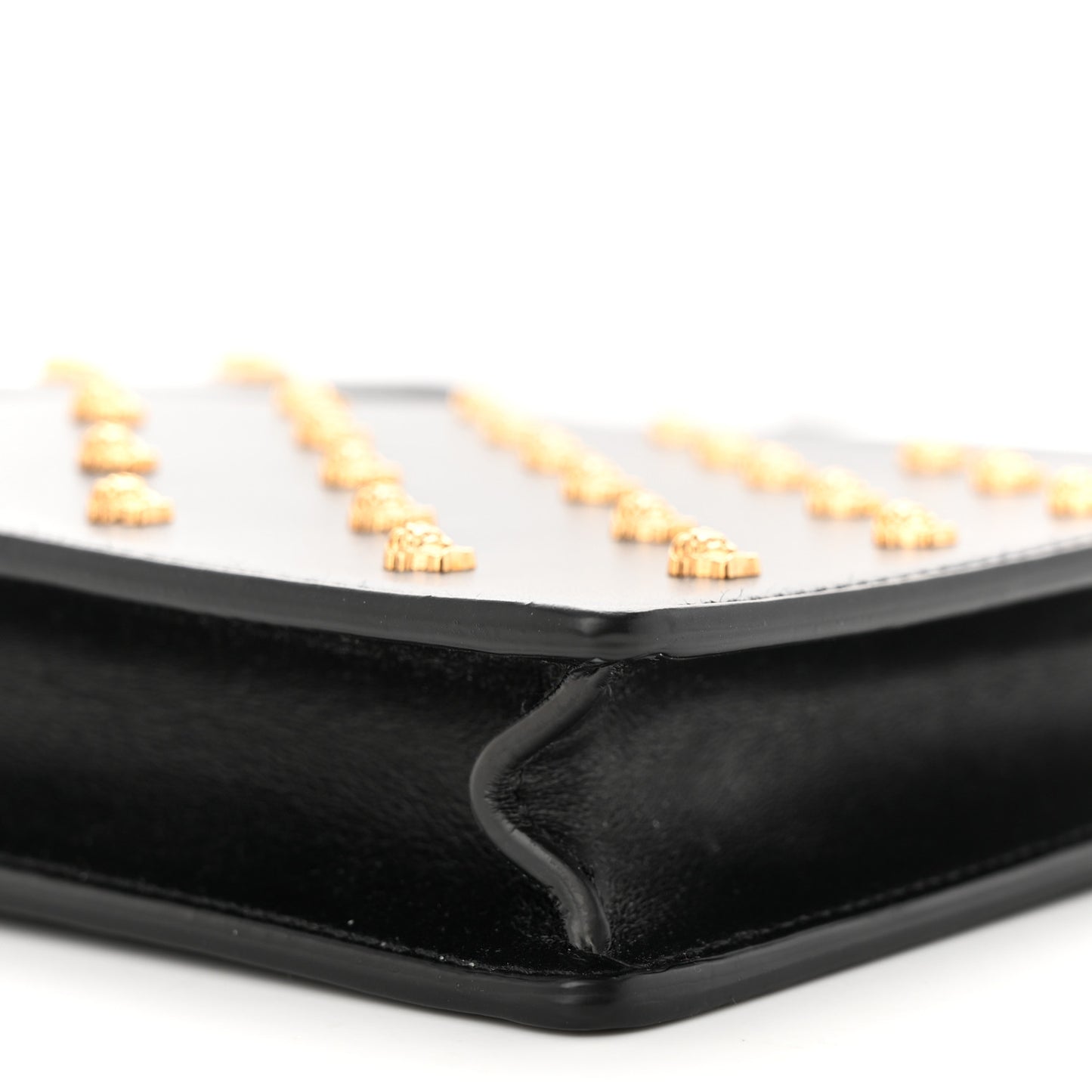 Calfskin Studded Medusa Crossbody Black
