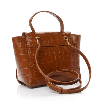 Celine Calfskin Crocodile Embossed Nano Belt Bag Camel 3 of 11