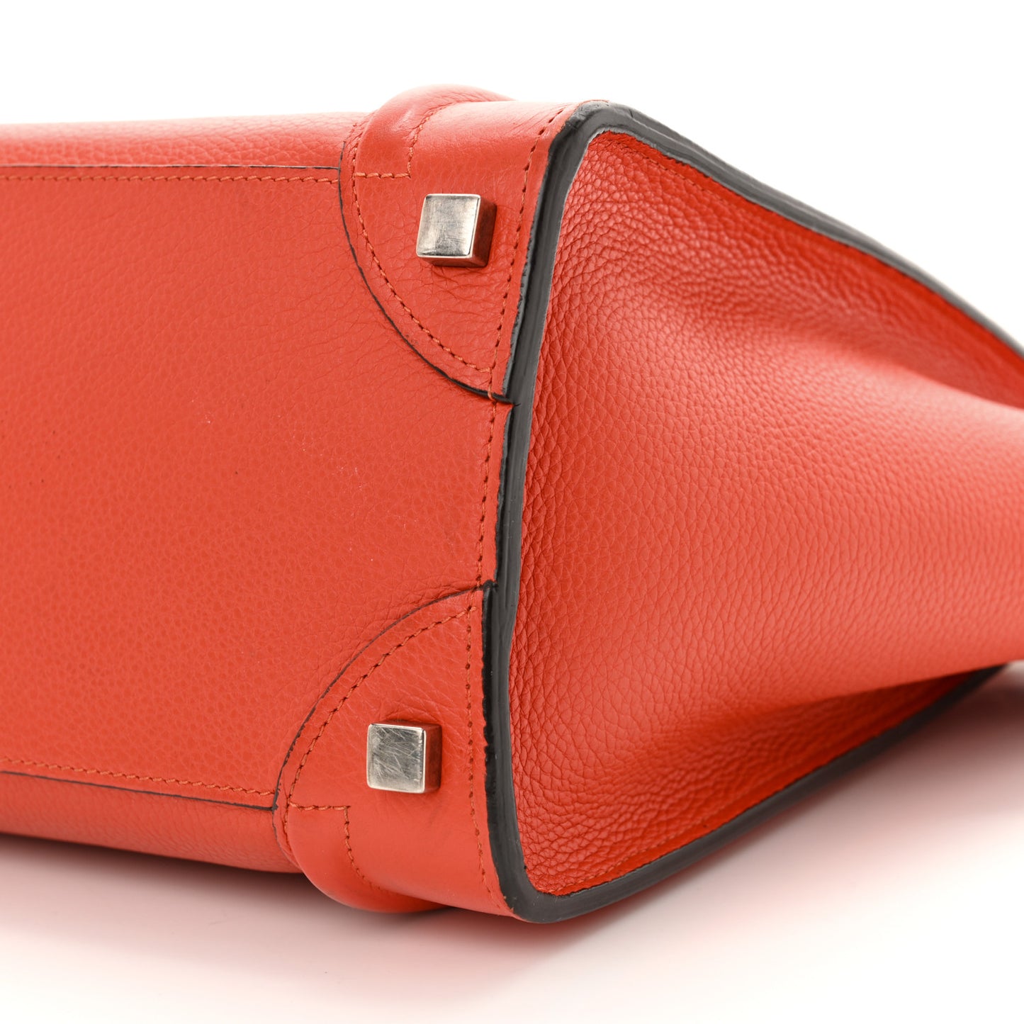 Drummed Calfskin Micro Luggage Vermillion