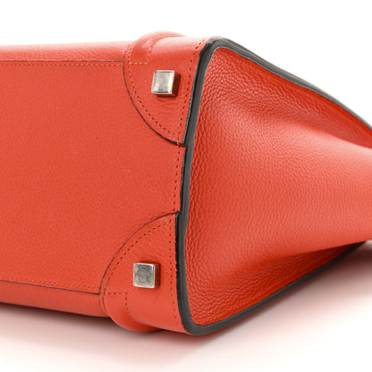 Celine Drummed Calfskin Micro Luggage Vermillion 9 of 17
