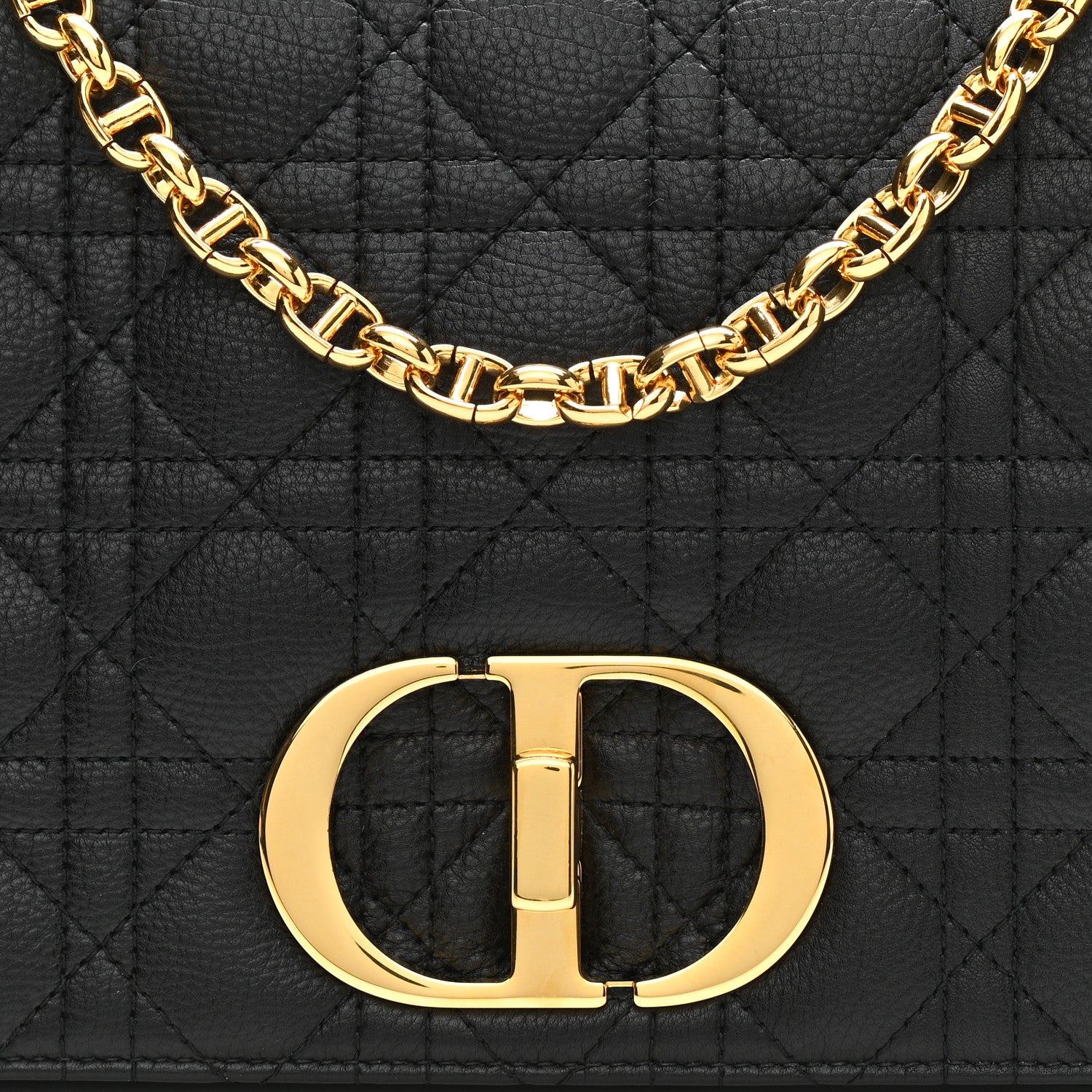 Christian Dior Grained Calfskin Cannage Large Caro Bag Black 8 of 10