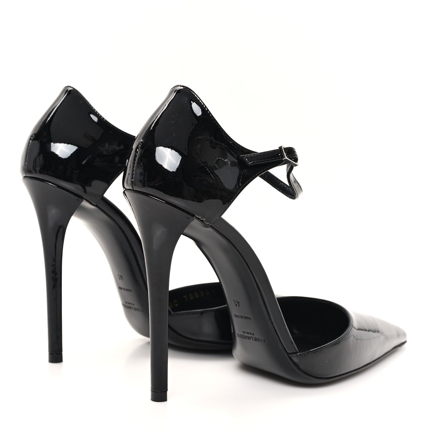 Saint Laurent Patent Avenue 110 Ankle Strap Pointed Pumps 41 Black 5 of 10