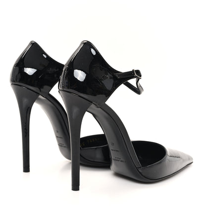 Saint Laurent Patent Avenue 110 Ankle Strap Pointed Pumps 41 Black 5 of 10