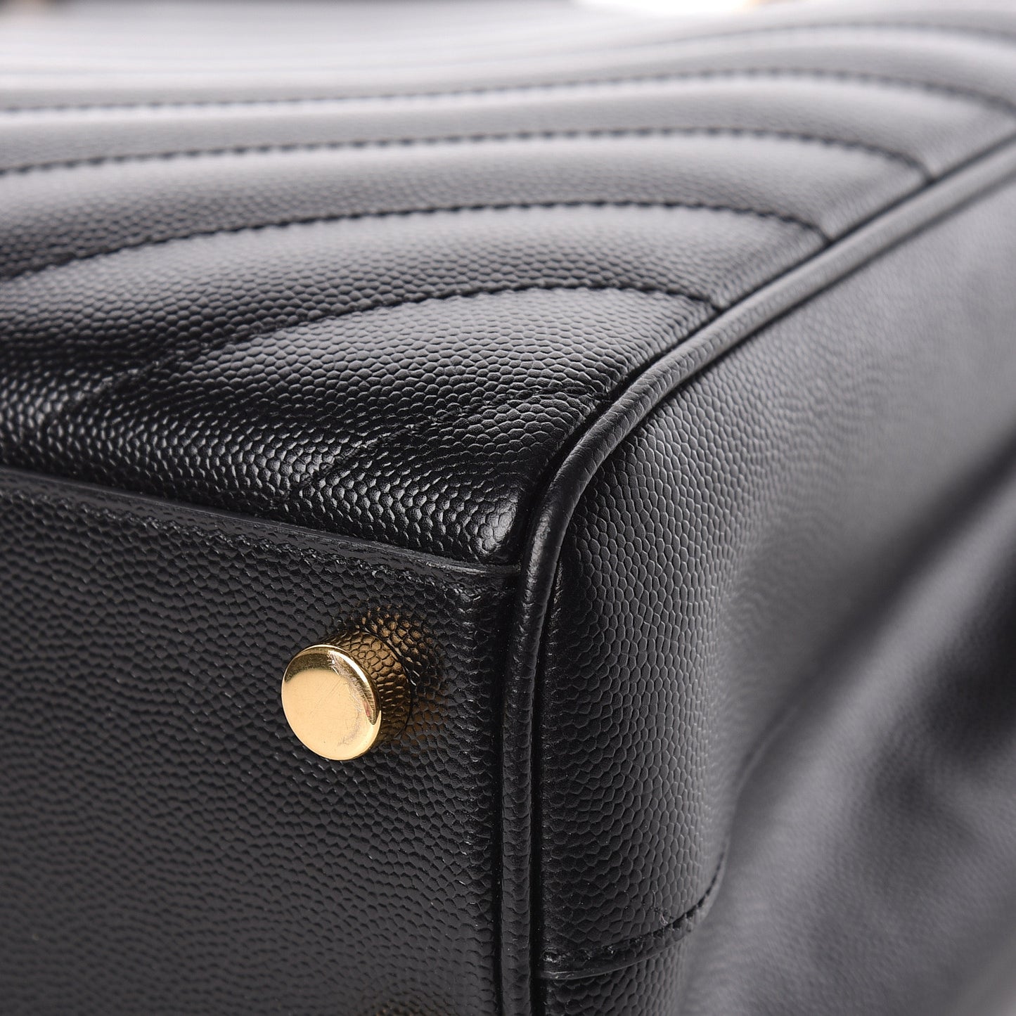 Grain De Poudre Matelasse Chevron Monogram Shopping Bag Black