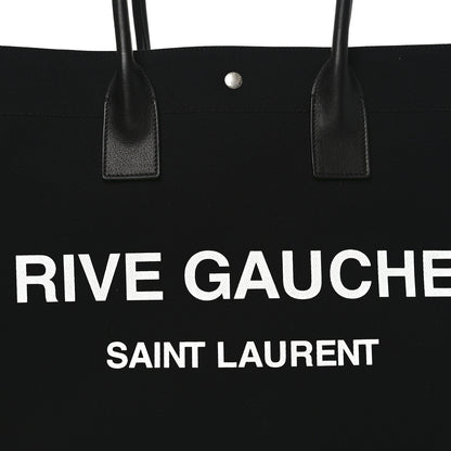 Saint Laurent Linen Calfskin Rive Gauche Tote Black 8 of 10