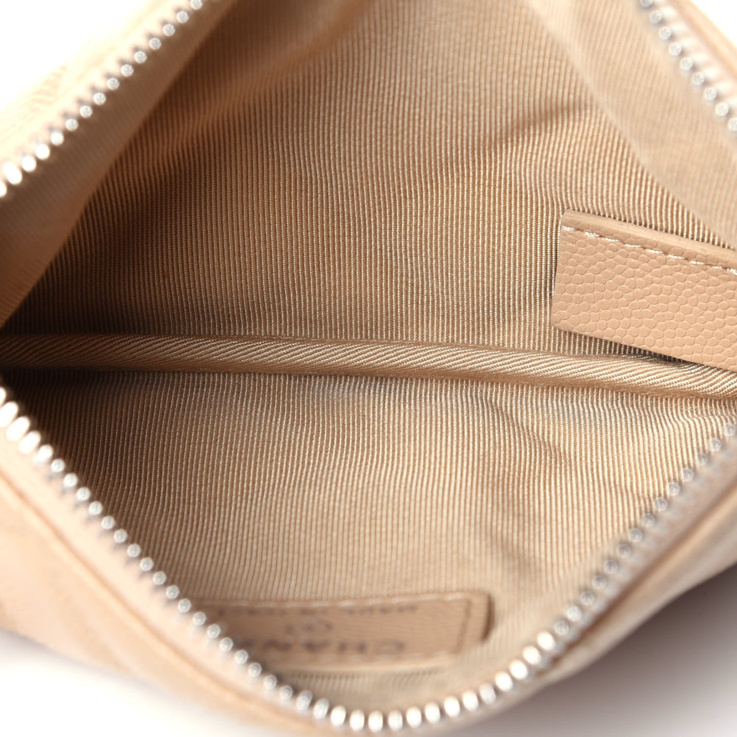 Caviar Quilted Small Cosmetic Case Beige