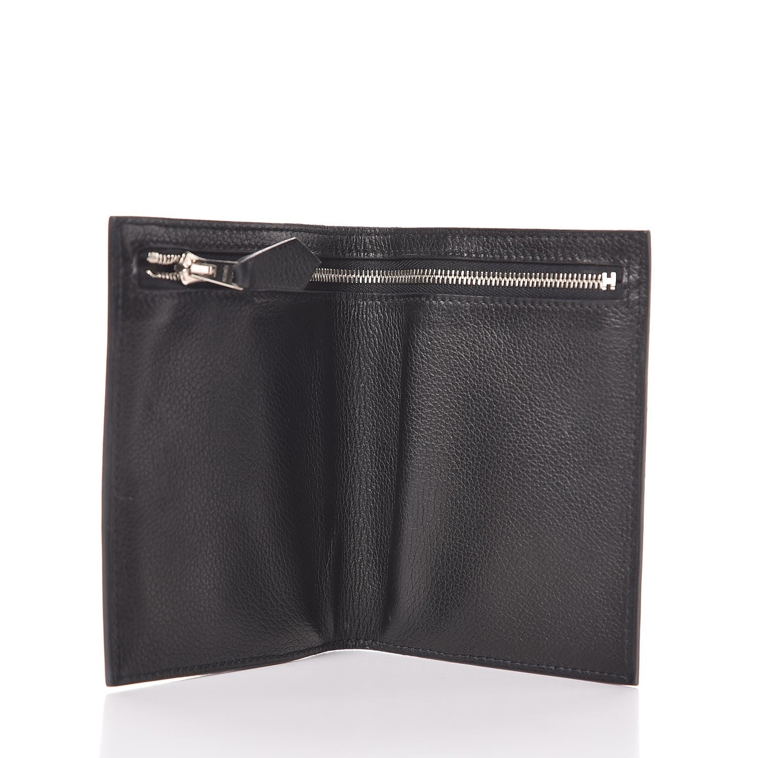 Hermes Taurillon Clemence Zip Zap Bi-Fold Wallet Black 5 of 9