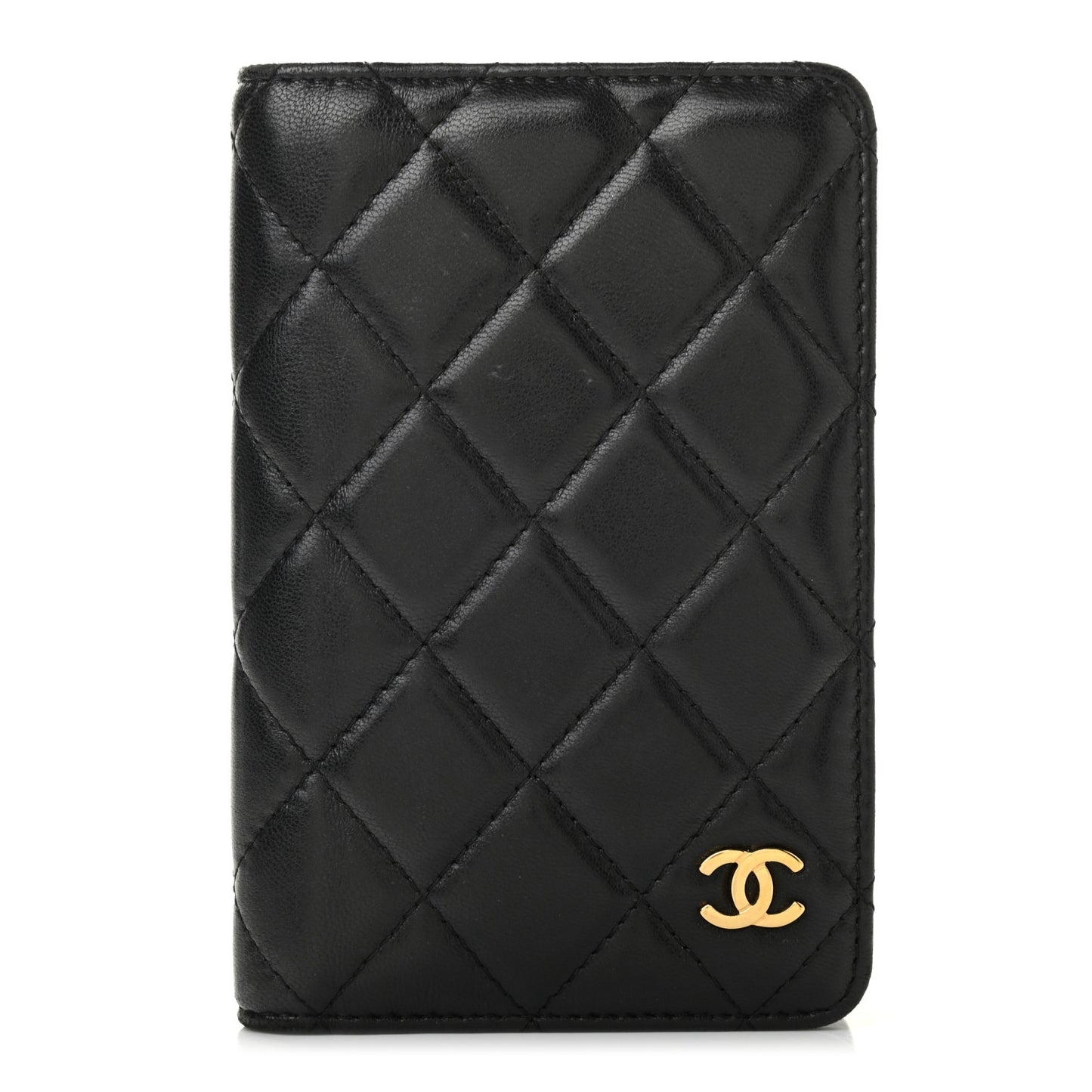 Lambskin Quilted Small Agenda Cover Black