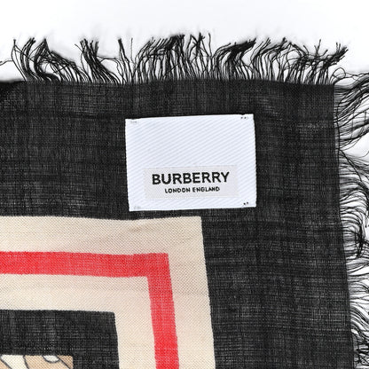 Burberry Wool Silk Monogram Icon Large Square Scarf Archive Beige 6 of 6