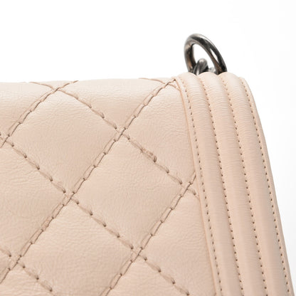 Chanel Calfskin Quilted Double Stitch Medium Boy Flap Beige 10 of 13