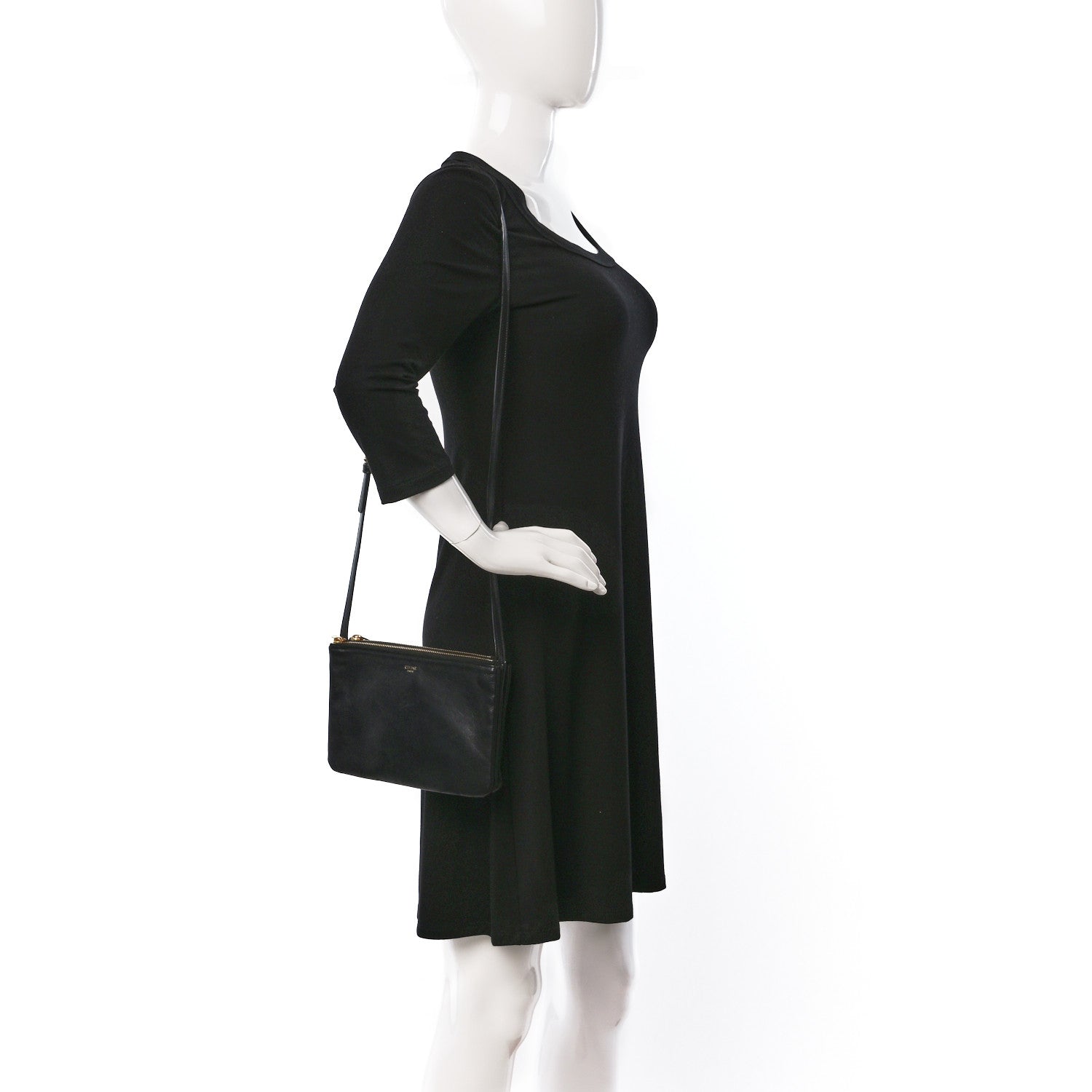 Celine Lambskin Small Trio Crossbody Bag Black 2 of 12