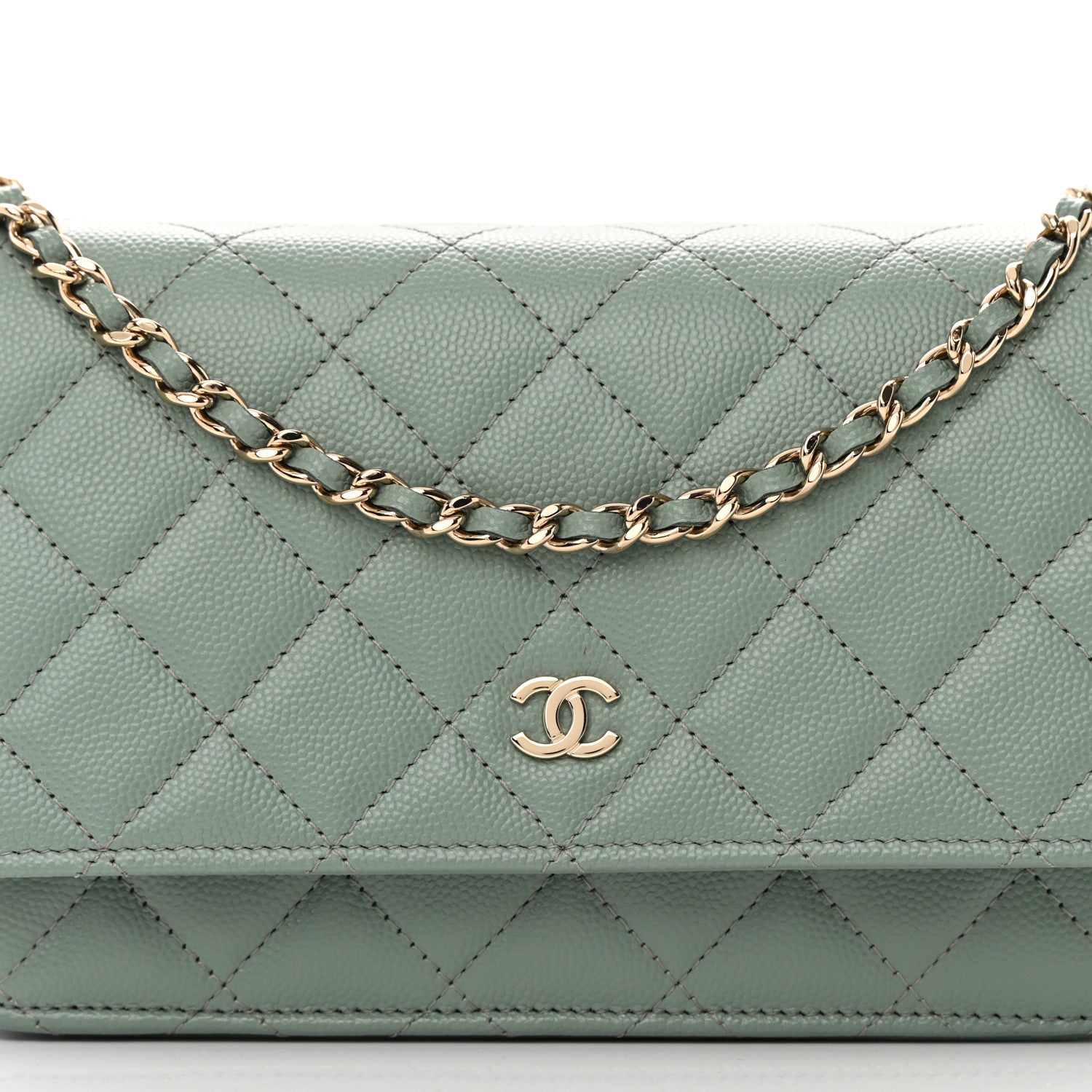 Chanel Caviar Quilted Wallet On Chain WOC Dark Green 9 of 16