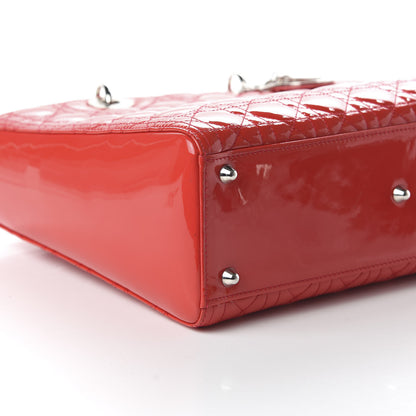 Christian Dior Patent Cannage Large Lady Dior Red 6 of 9