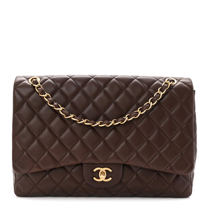 Chanel Lambskin Quilted Maxi Single Flap Dark Brown 1 of 10