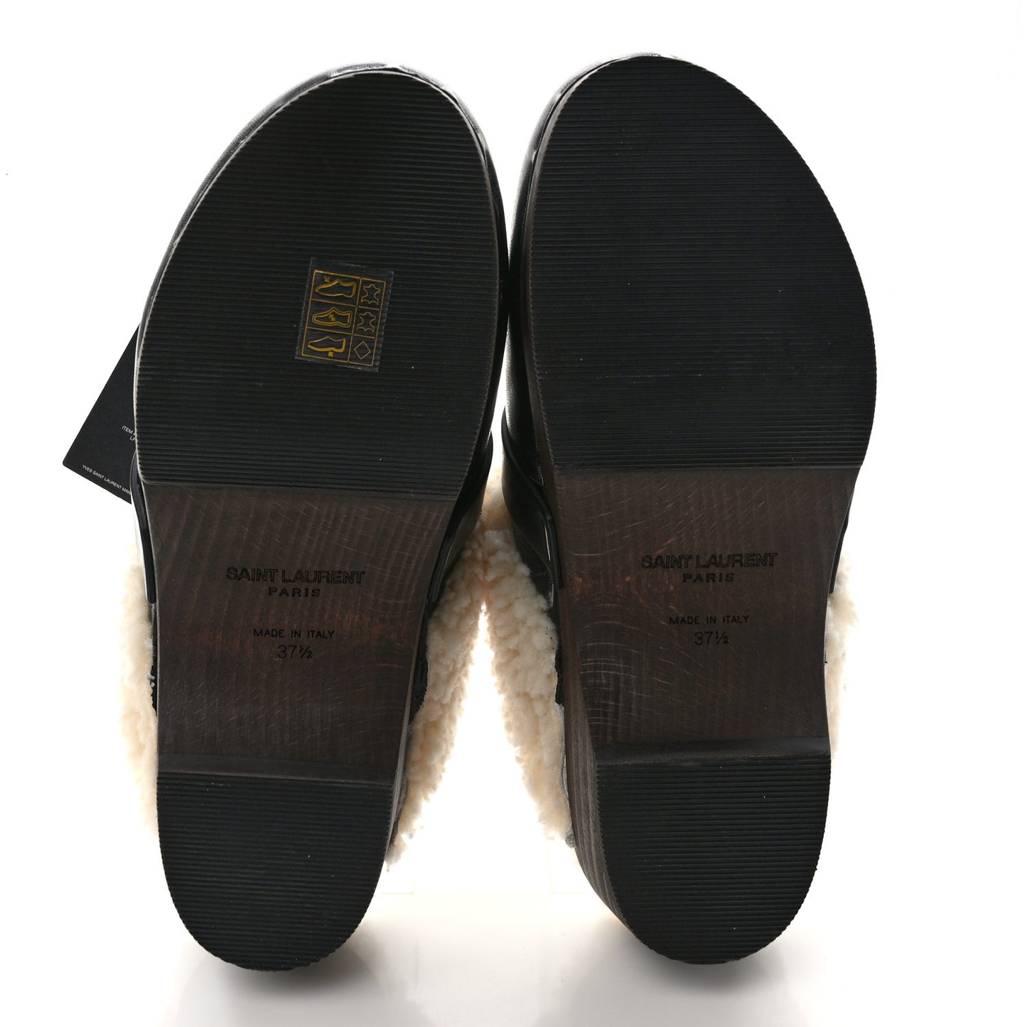 Calfskin Shearling Toff 15 Clogs 37.5 Black