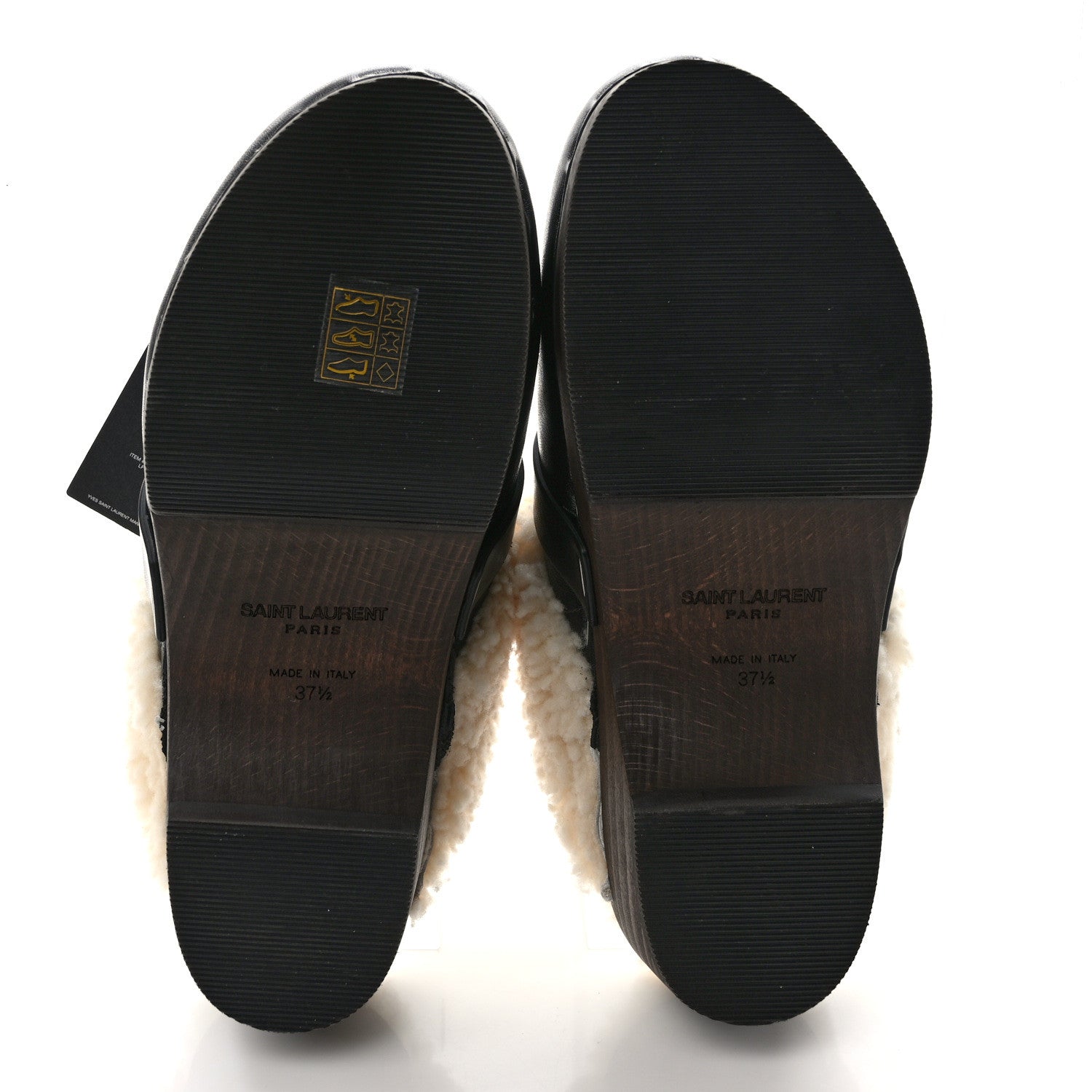 Saint Laurent Calfskin Shearling Toff 15 Clogs 37.5 Black 5 of 6