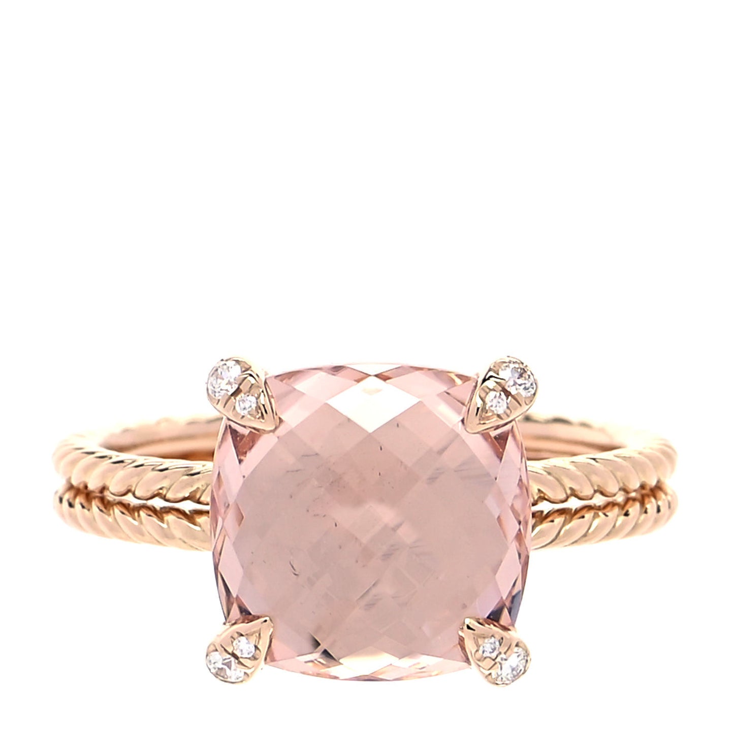18K Rose Gold Diamond Morganite 11mm Chatelaine Ring 57 8