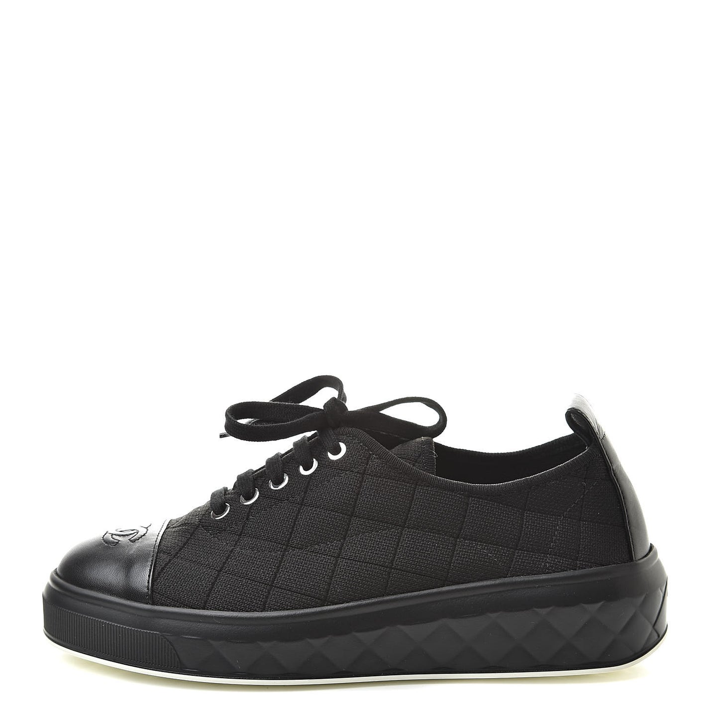 Canvas Quilted Cap Toe Sneakers 38 Black