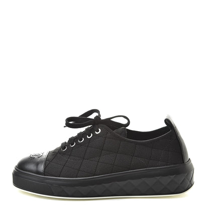 Chanel Canvas Quilted Cap Toe Sneakers 38 Black 1 of 8