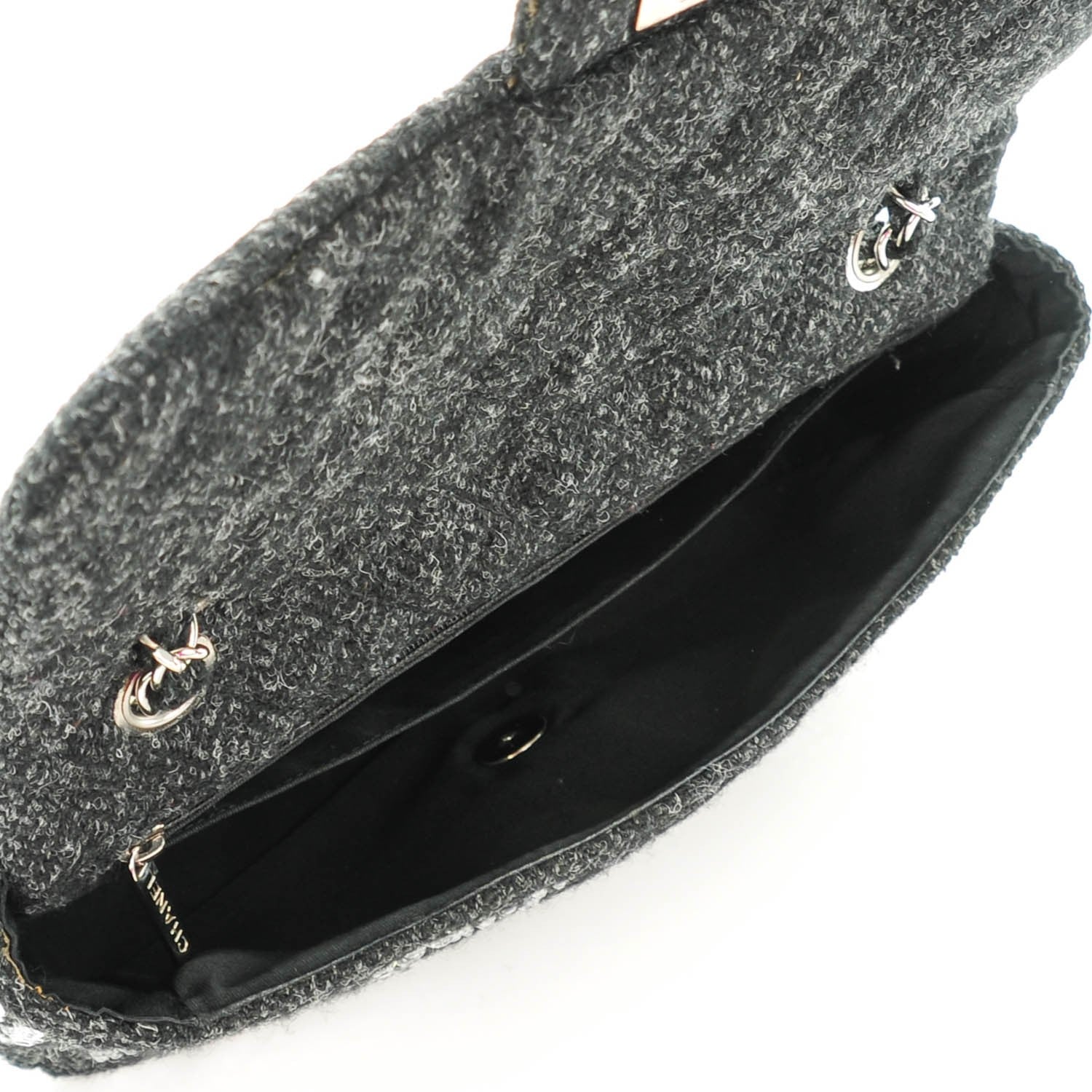 Chanel Tweed Medium Rhinestone Embellished Single Flap Black 6 of 8