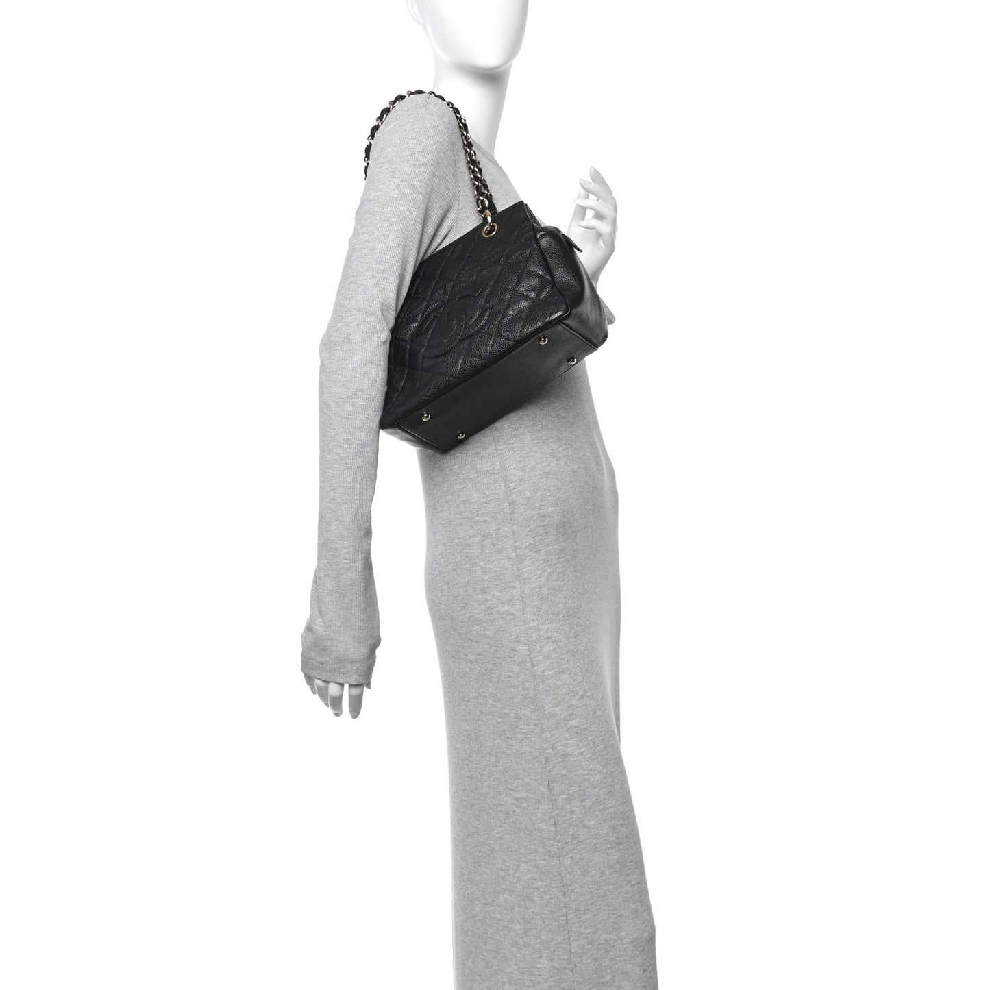 Caviar Quilted Petit Timeless Tote PTT Black