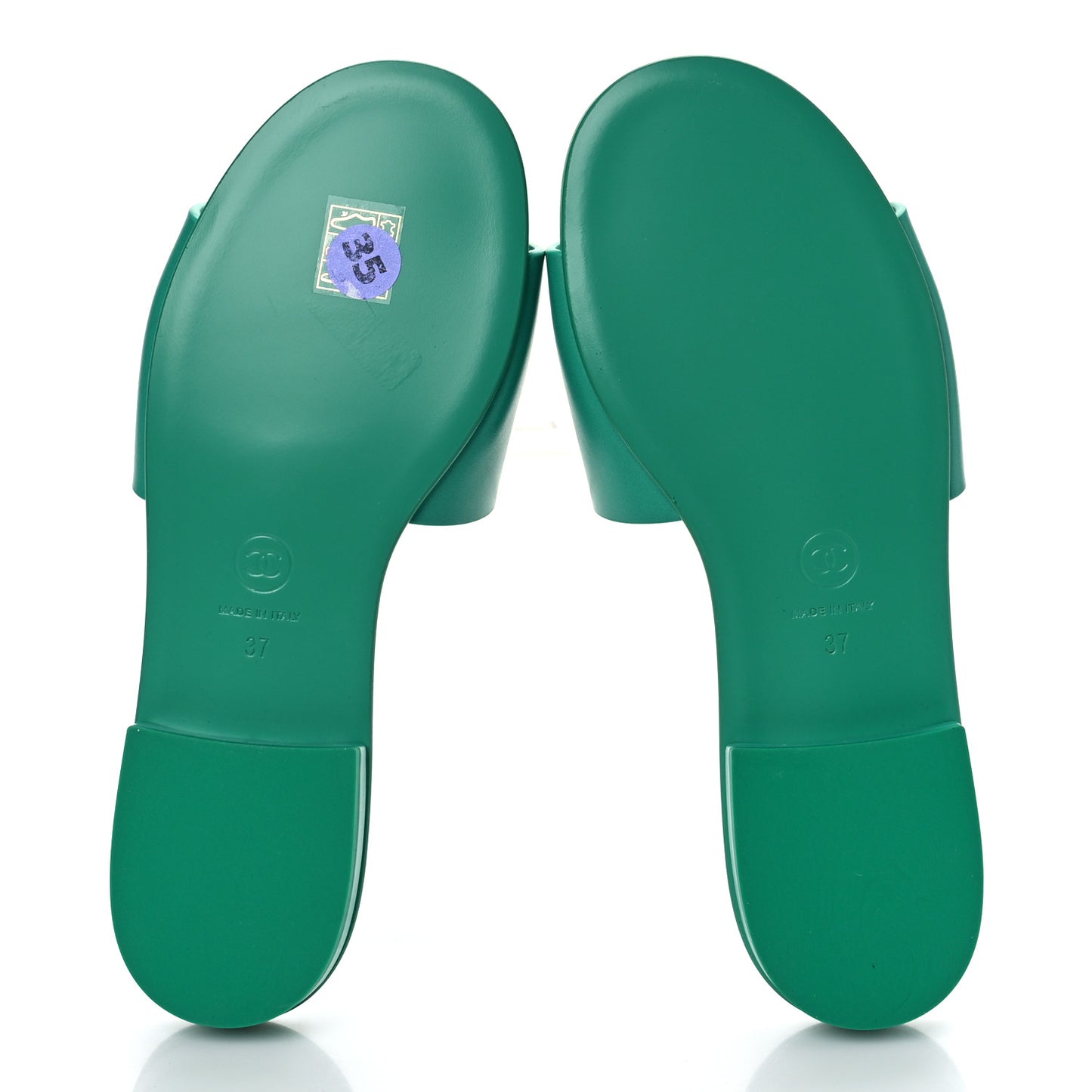 Calfskin Patent Calfskin Logo Mules 37 Green White