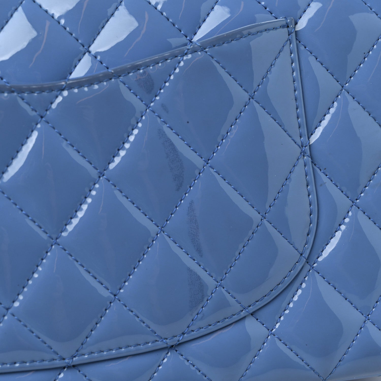 Chanel Patent Quilted Medium Double Flap Blue 13 of 14