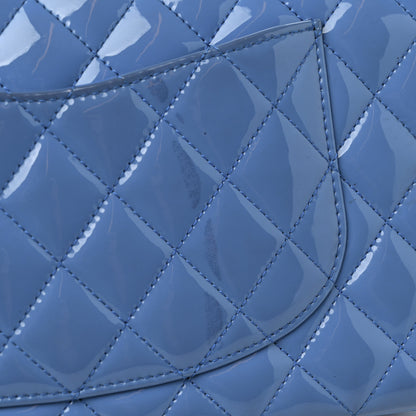 Chanel Patent Quilted Medium Double Flap Blue 13 of 14