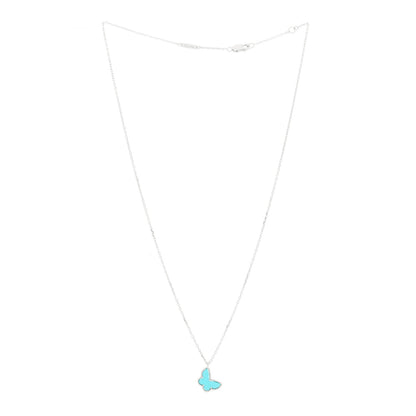 Van Cleef & Arpels 18K White Gold Turquoise Sweet Alhambra Butterfly Pendant Necklace 2 of 5