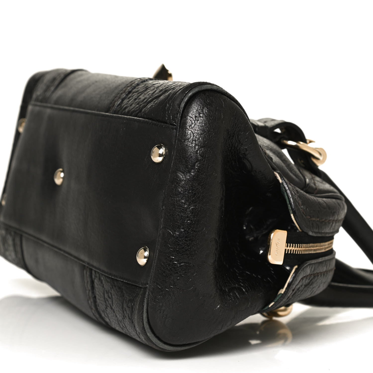 Gucci Calfskin Guccissima Signoria Bowler Bag Black 12 of 14