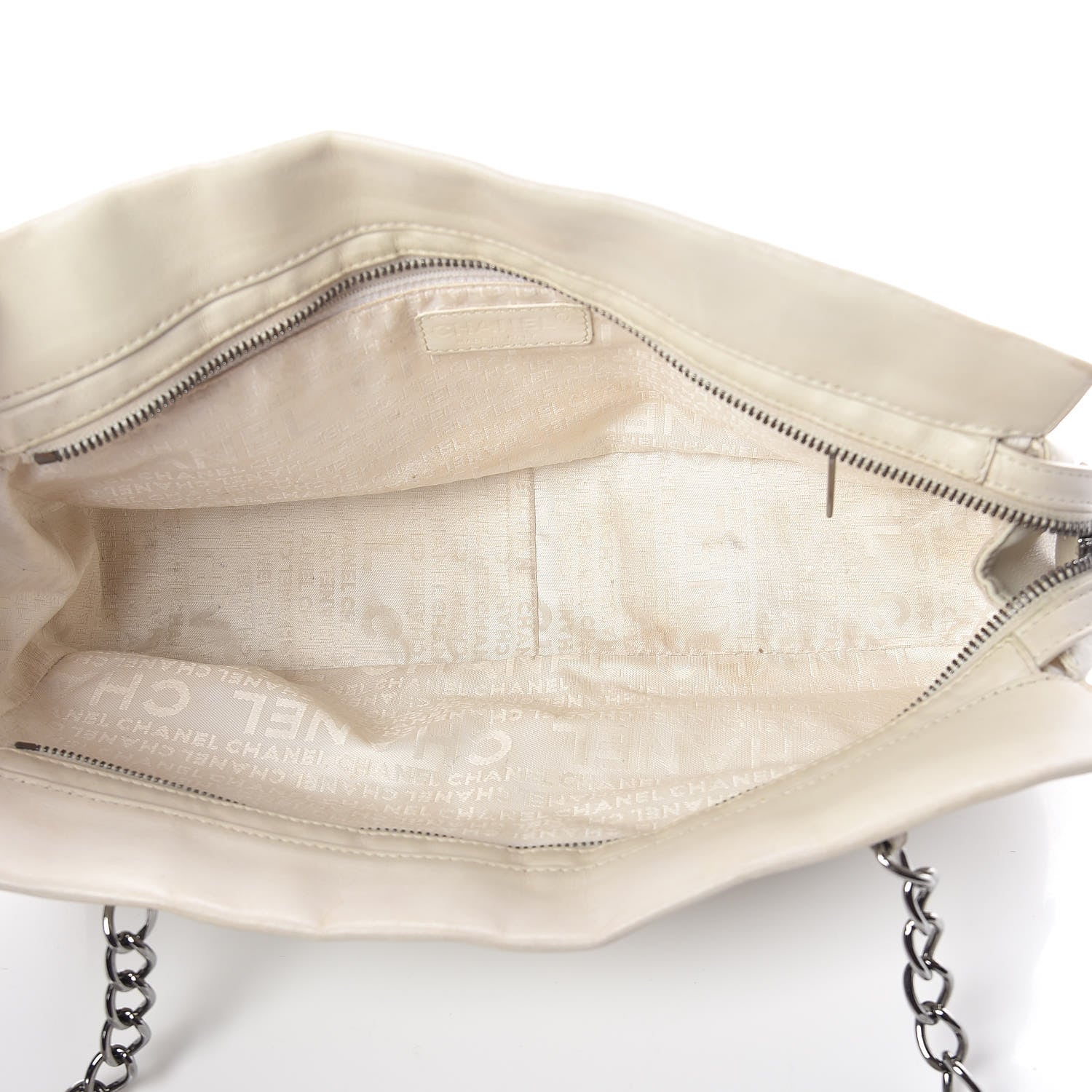 Chanel Lambskin Vertical Quilted Lax East West Shoulder Bag Ivory 5 of 17