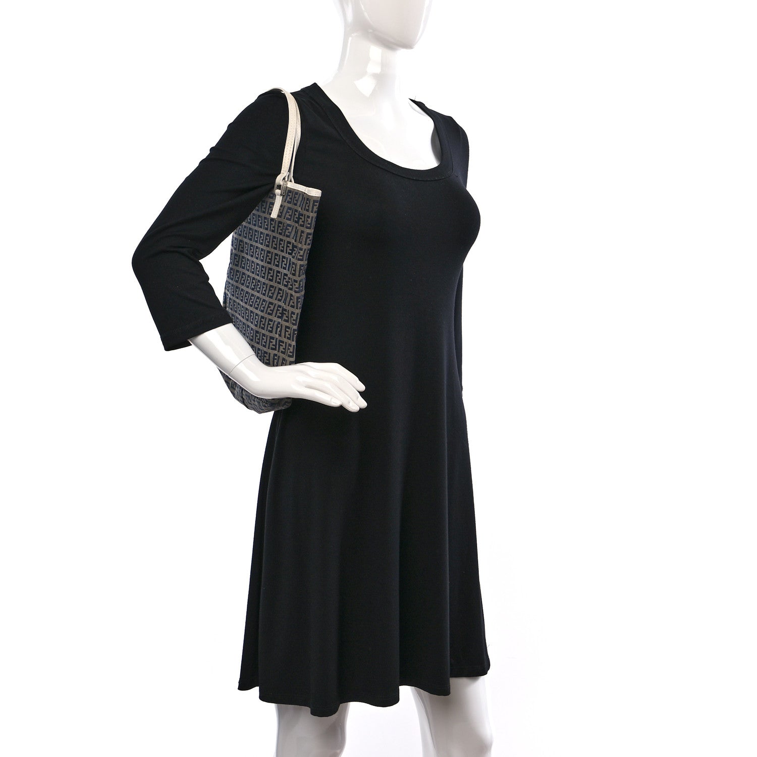 Fendi Zucchino Shopping Tote Navy White 2 of 9