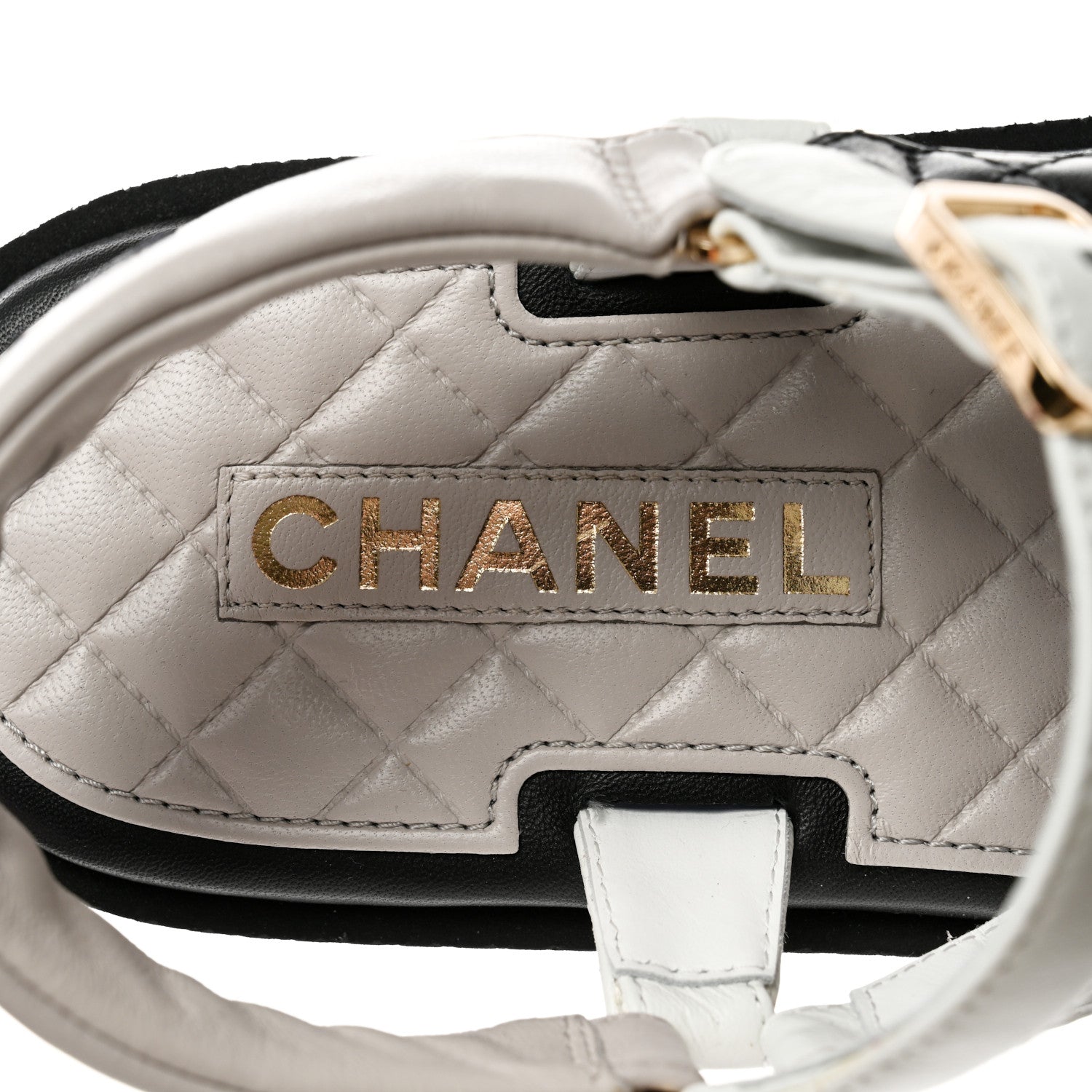 Chanel Lambskin Quilted CC Logo Platform Sandals 41 Black White Pink 8 of 9
