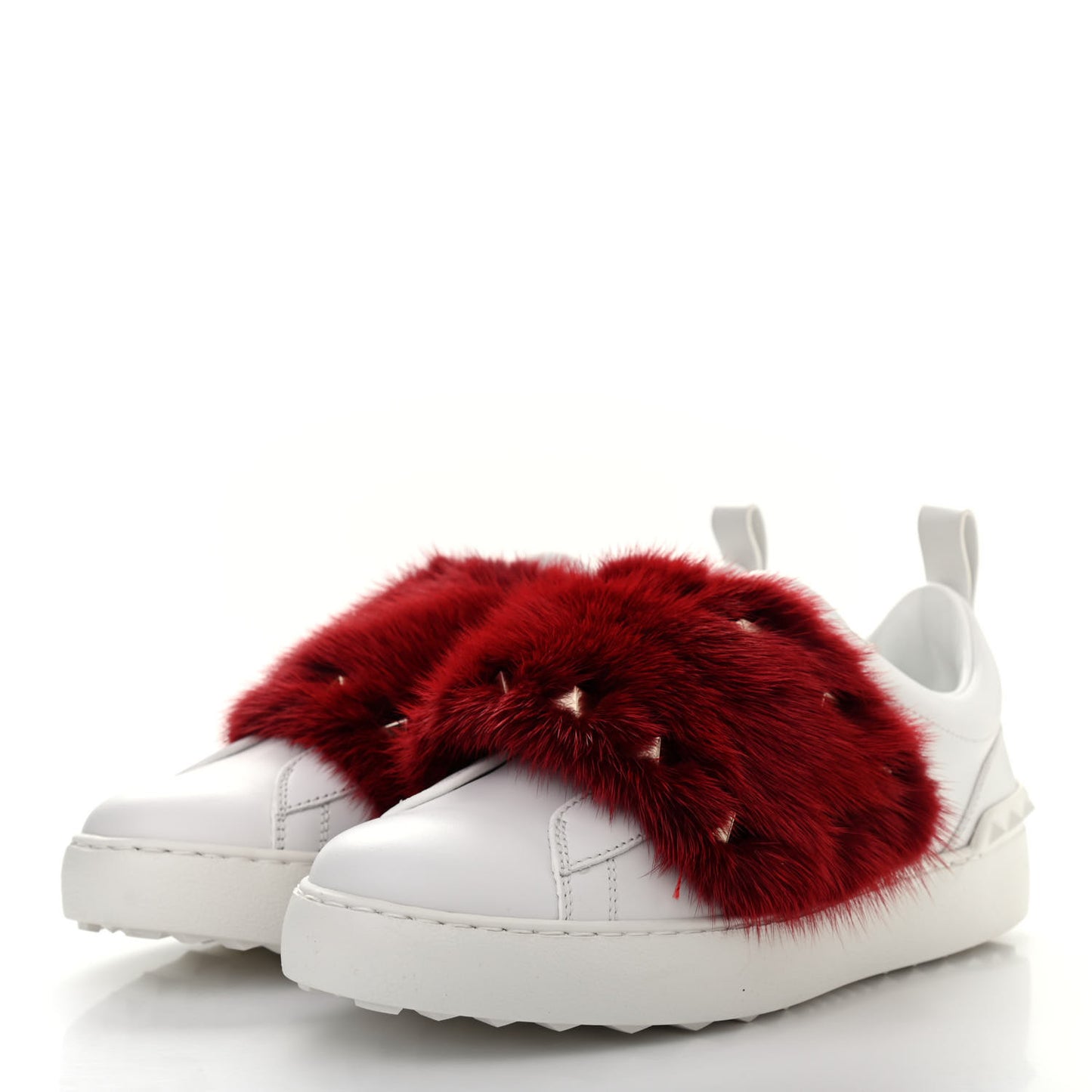 Calfskin Mink Fur Sneakers 37 White Rosso Valentino