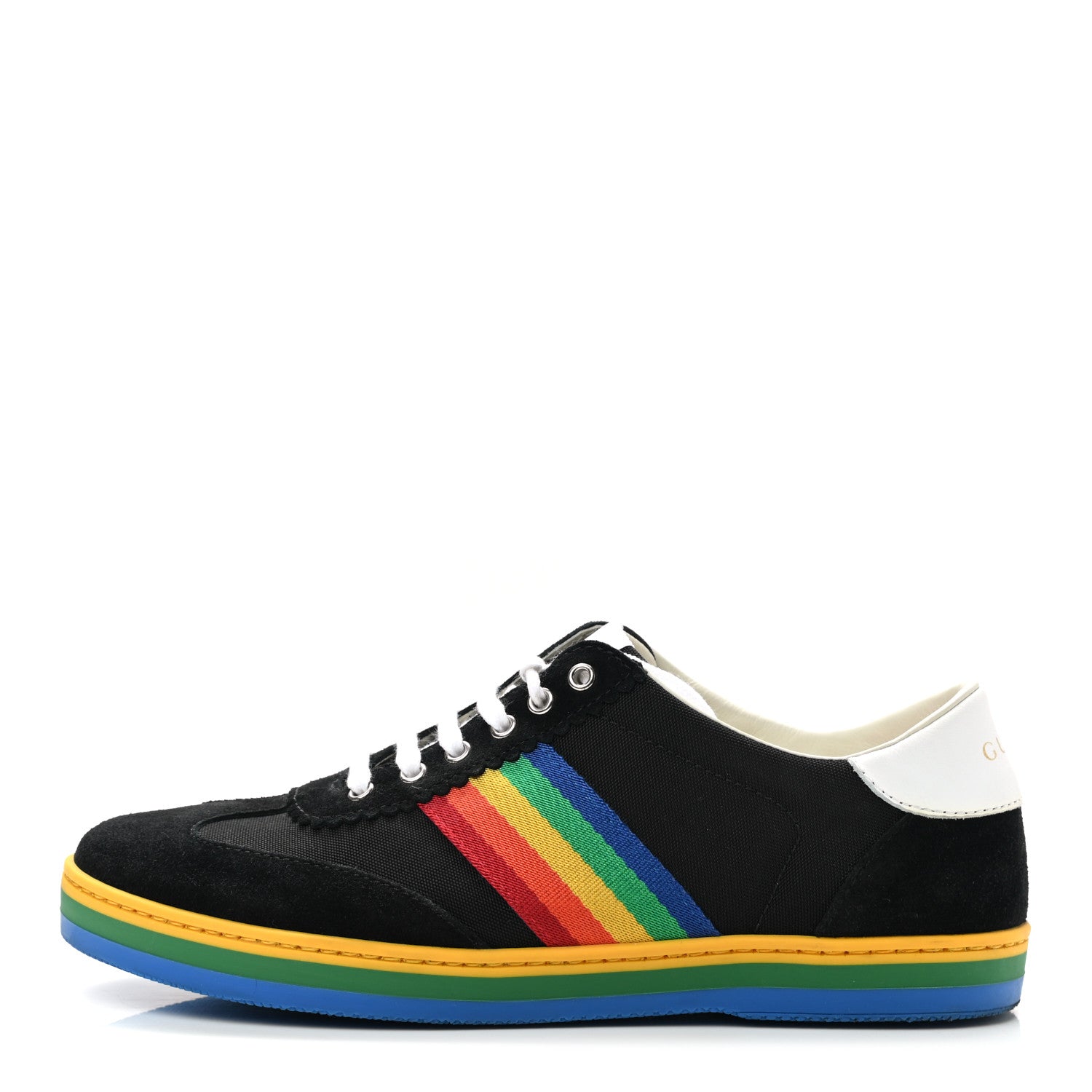 Gucci Suede Rainbow Womens G74 Sneakers 36 Black 1 of 8
