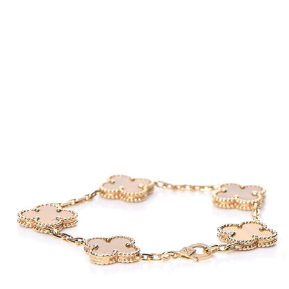 Van Cleef & Arpels 18K Yellow Gold Tiger Eye 5 Motifs Vintage Alhambra Bracelet 3 of 6