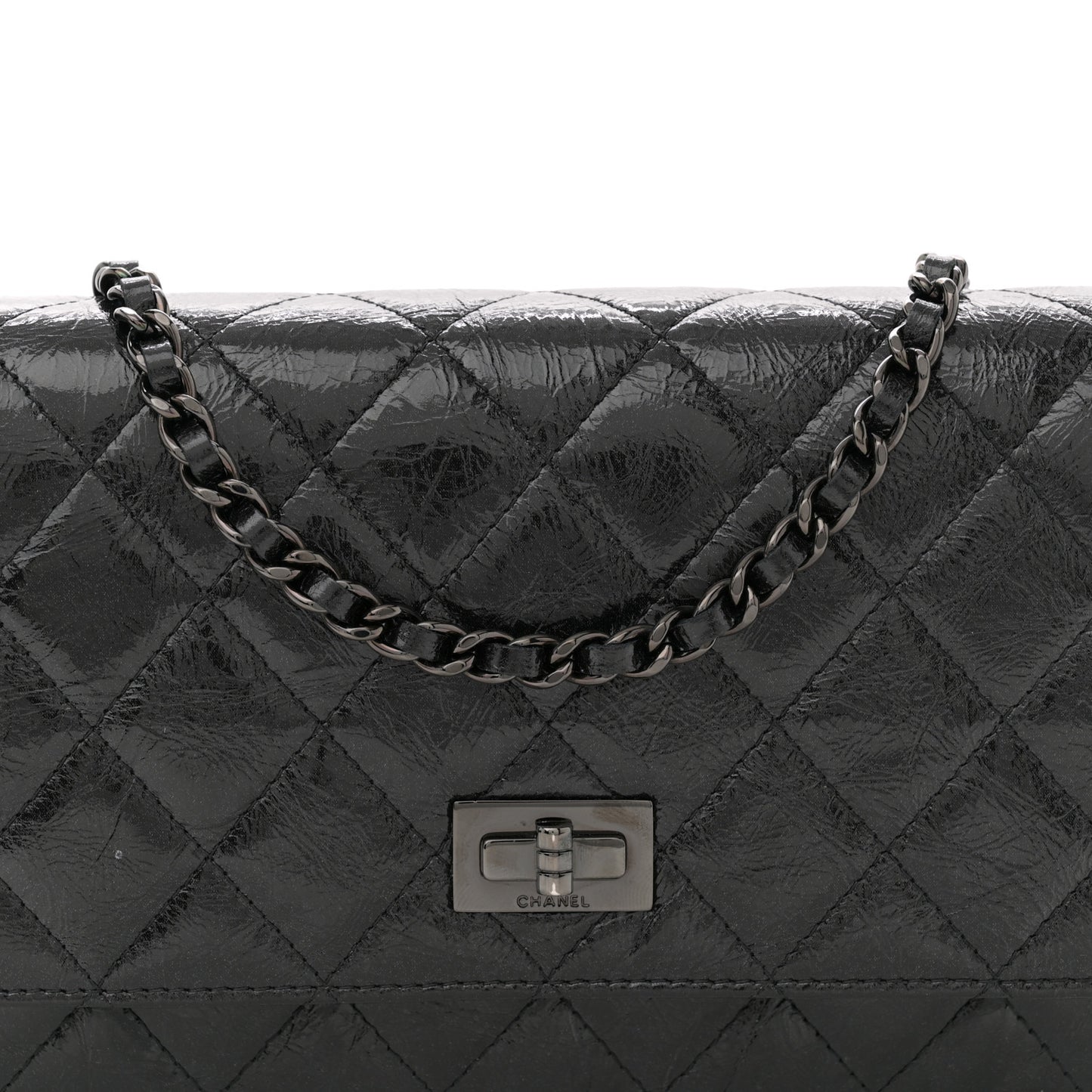 Glazed Aged Calfskin Reissue Wallet On Chain WOC  So Black