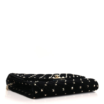 Valentino Garavani Velvet Rockstud Spike Wallet on Chain Black 4 of 8