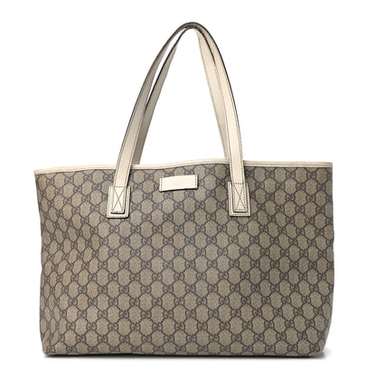 Gucci GG Supreme Monogram Medium Zippered Shopping Tote Off White 1 of 10