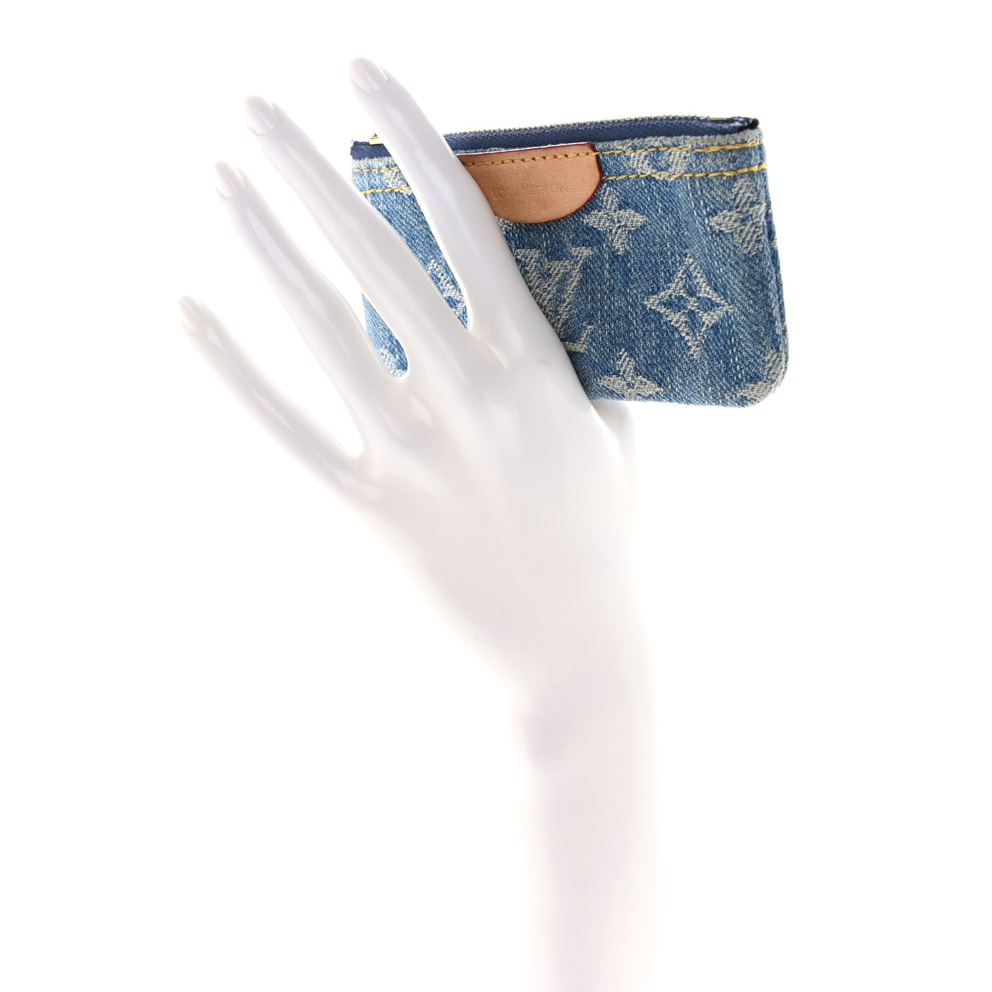 Monogram Denim Key Pouch Denim Blue