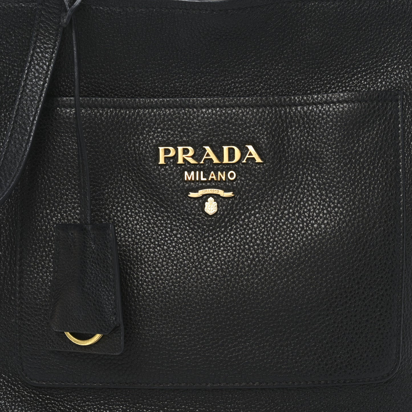 Vitello Daino Pocket Shopping Tote Black