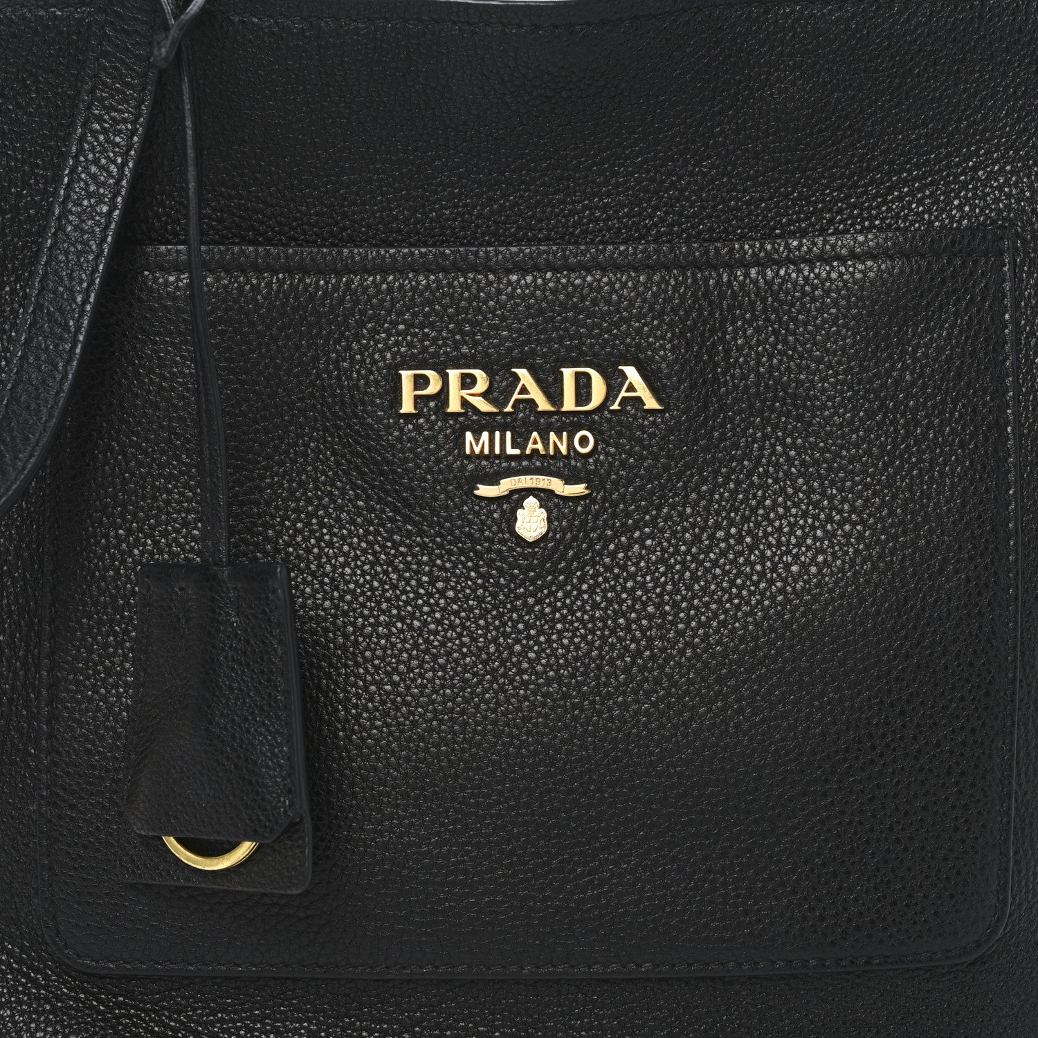 Prada Vitello Daino Pocket Shopping Tote Black 7 of 9