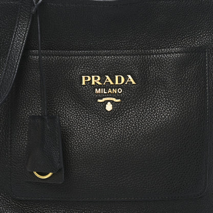 Prada Vitello Daino Pocket Shopping Tote Black 7 of 9